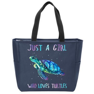 Turtle Watercolor Sea Ocean Just A Girl Who Loves Turtles Zip Tote Bag