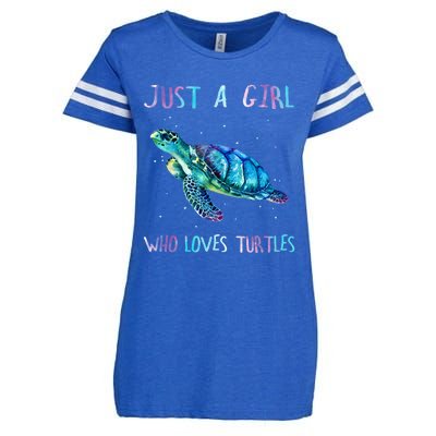 Turtle Watercolor Sea Ocean Just A Girl Who Loves Turtles Enza Ladies Jersey Football T-Shirt