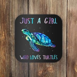 Turtle Watercolor Sea Ocean Just A Girl Who Loves Turtles Coaster