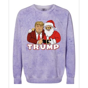 Trump With Santa Claus Funny Trump Christmas Colorblast Crewneck Sweatshirt