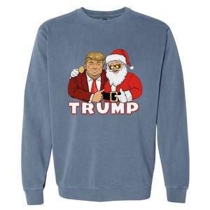 Trump With Santa Claus Funny Trump Christmas Garment-Dyed Sweatshirt