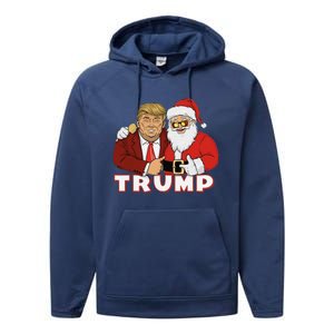 Trump With Santa Claus Funny Trump Christmas Performance Fleece Hoodie