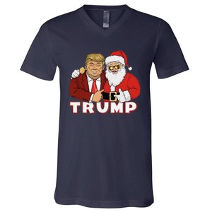 Trump With Santa Claus Funny Trump Christmas V-Neck T-Shirt