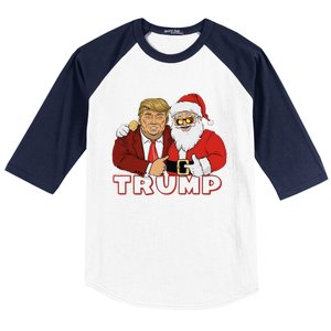 Trump With Santa Claus Funny Trump Christmas Baseball Sleeve Shirt