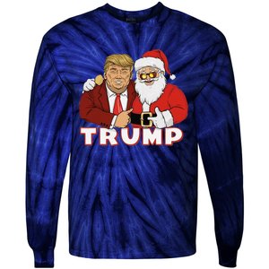 Trump With Santa Claus Funny Trump Christmas Tie-Dye Long Sleeve Shirt