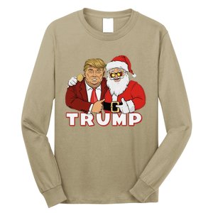 Trump With Santa Claus Funny Trump Christmas Long Sleeve Shirt