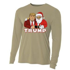 Trump With Santa Claus Funny Trump Christmas Cooling Performance Long Sleeve Crew