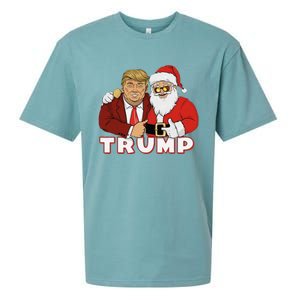 Trump With Santa Claus Funny Trump Christmas Sueded Cloud Jersey T-Shirt