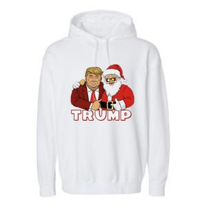 Trump With Santa Claus Funny Trump Christmas Garment-Dyed Fleece Hoodie