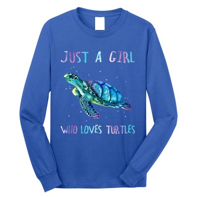 Turtle Watercolor Sea Ocean Just A Who Loves Turtles Gift Long Sleeve Shirt