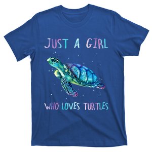 Turtle Watercolor Sea Ocean Just A Who Loves Turtles Gift T-Shirt