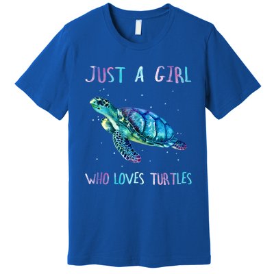 Turtle Watercolor Sea Ocean Just A Who Loves Turtles Gift Premium T-Shirt