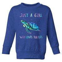 Turtle Watercolor Sea Ocean Just A Who Loves Turtles Gift Toddler Sweatshirt