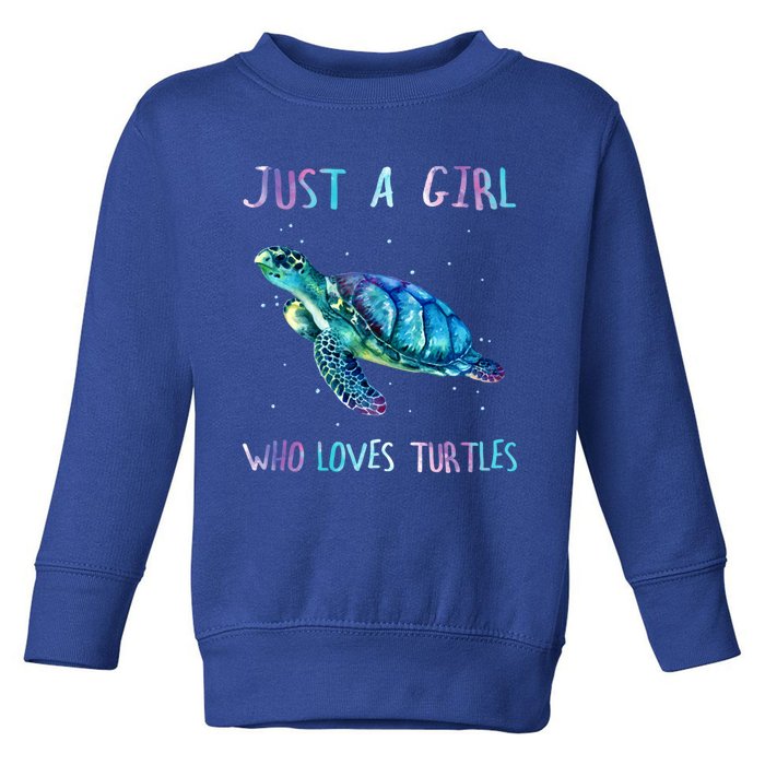 Turtle Watercolor Sea Ocean Just A Who Loves Turtles Gift Toddler Sweatshirt