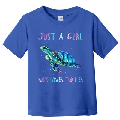 Turtle Watercolor Sea Ocean Just A Who Loves Turtles Gift Toddler T-Shirt