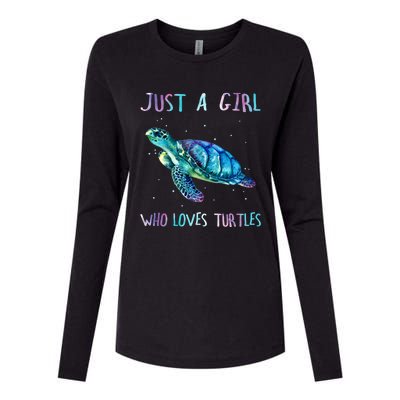 Turtle Watercolor Sea Ocean Just A Who Loves Turtles Gift Womens Cotton Relaxed Long Sleeve T-Shirt