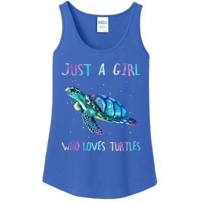 Turtle Watercolor Sea Ocean Just A Who Loves Turtles Gift Ladies Essential Tank