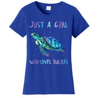 Turtle Watercolor Sea Ocean Just A Who Loves Turtles Gift Women's T-Shirt