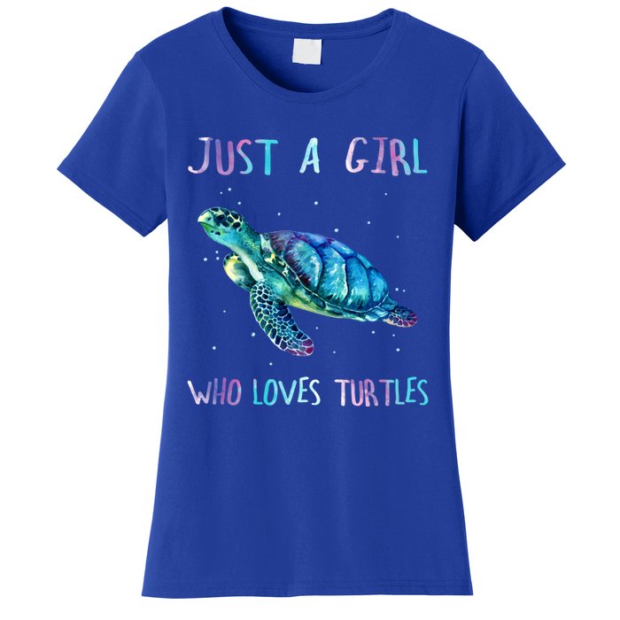 Turtle Watercolor Sea Ocean Just A Who Loves Turtles Gift Women's T-Shirt