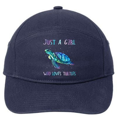 Turtle Watercolor Sea Ocean Just A Who Loves Turtles Gift 7-Panel Snapback Hat