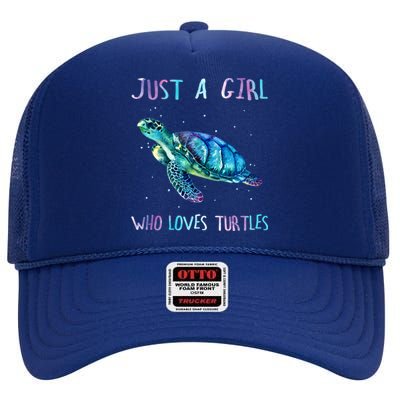 Turtle Watercolor Sea Ocean Just A Who Loves Turtles Gift High Crown Mesh Back Trucker Hat