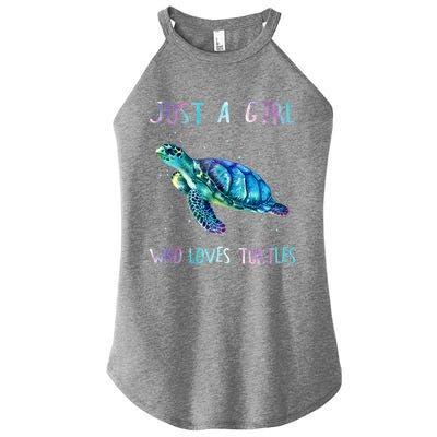 Turtle Watercolor Sea Ocean Just A Who Loves Turtles Gift Women's Perfect Tri Rocker Tank