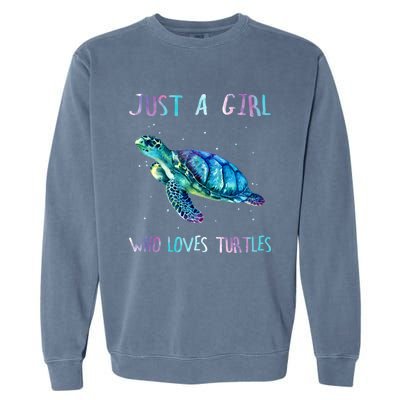 Turtle Watercolor Sea Ocean Just A Who Loves Turtles Gift Garment-Dyed Sweatshirt