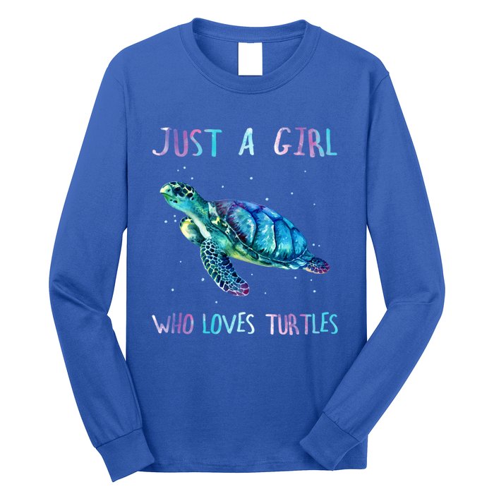 Turtle Watercolor Sea Ocean Just A Who Loves Turtles Gift Long Sleeve Shirt