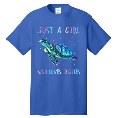 Turtle Watercolor Sea Ocean Just A Who Loves Turtles Gift Tall T-Shirt