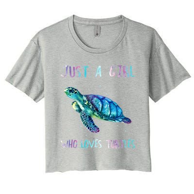 Turtle Watercolor Sea Ocean Just A Who Loves Turtles Gift Women's Crop Top Tee