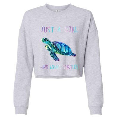 Turtle Watercolor Sea Ocean Just A Who Loves Turtles Gift Cropped Pullover Crew