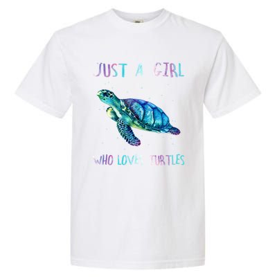 Turtle Watercolor Sea Ocean Just A Who Loves Turtles Gift Garment-Dyed Heavyweight T-Shirt