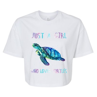 Turtle Watercolor Sea Ocean Just A Who Loves Turtles Gift Bella+Canvas Jersey Crop Tee