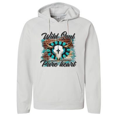 Turquoise Wild Soul Pure Heart Country Rodeo Cowgirl Western Performance Fleece Hoodie