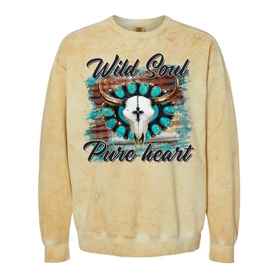 Turquoise Wild Soul Pure Heart Country Rodeo Cowgirl Western Colorblast Crewneck Sweatshirt