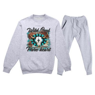 Turquoise Wild Soul Pure Heart Country Rodeo Cowgirl Western Premium Crewneck Sweatsuit Set