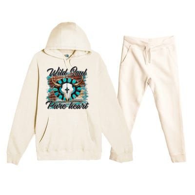 Turquoise Wild Soul Pure Heart Country Rodeo Cowgirl Western Premium Hooded Sweatsuit Set