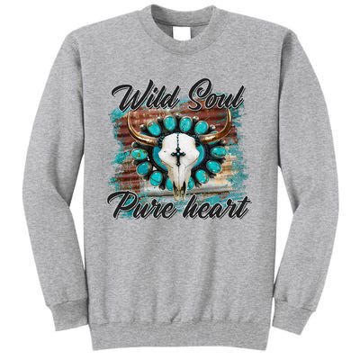 Turquoise Wild Soul Pure Heart Country Rodeo Cowgirl Western Tall Sweatshirt