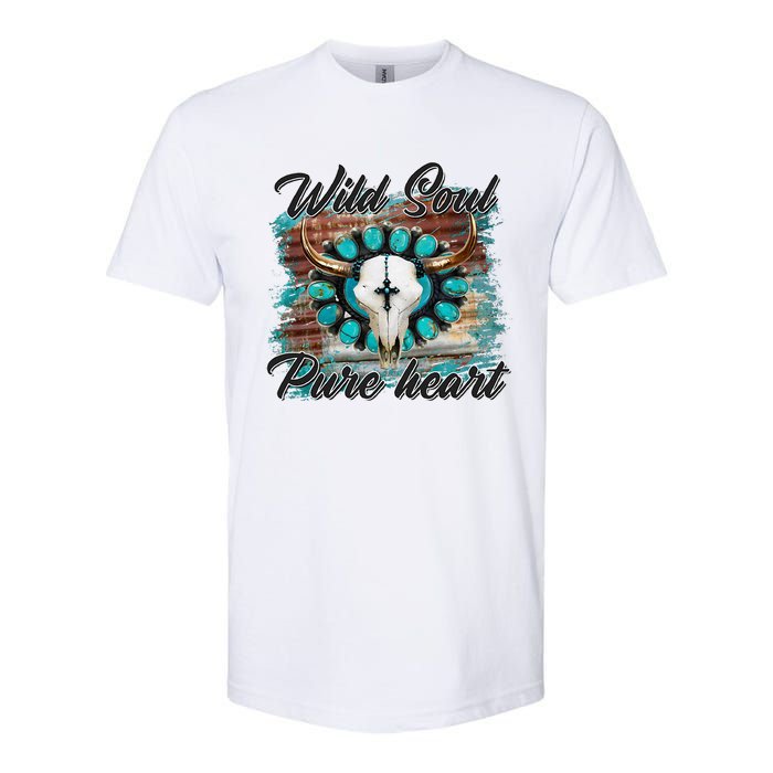 Turquoise Wild Soul Pure Heart Country Rodeo Cowgirl Western Softstyle CVC T-Shirt