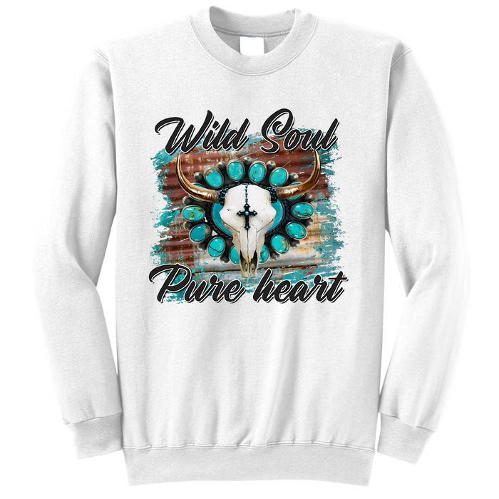 Turquoise Wild Soul Pure Heart Country Rodeo Cowgirl Western Sweatshirt