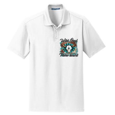 Turquoise Wild Soul Pure Heart Country Rodeo Cowgirl Western Dry Zone Grid Polo