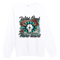 Turquoise Wild Soul Pure Heart Country Rodeo Cowgirl Western Premium Crewneck Sweatshirt