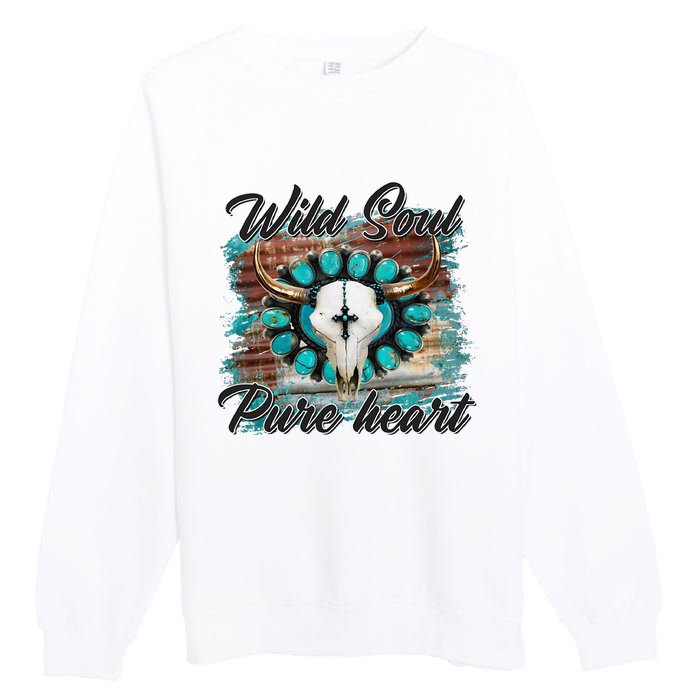 Turquoise Wild Soul Pure Heart Country Rodeo Cowgirl Western Premium Crewneck Sweatshirt