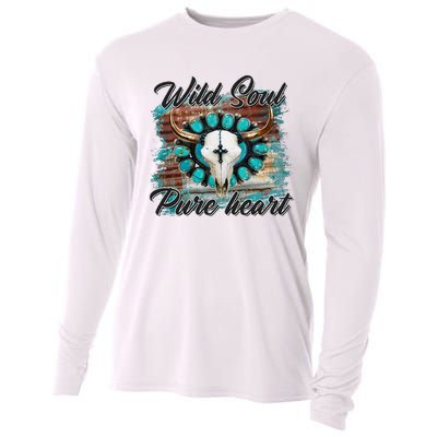 Turquoise Wild Soul Pure Heart Country Rodeo Cowgirl Western Cooling Performance Long Sleeve Crew