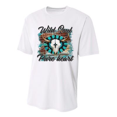 Turquoise Wild Soul Pure Heart Country Rodeo Cowgirl Western Performance Sprint T-Shirt