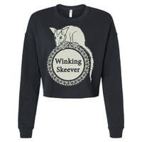 The Winking Skeever Premium Cropped Pullover Crew