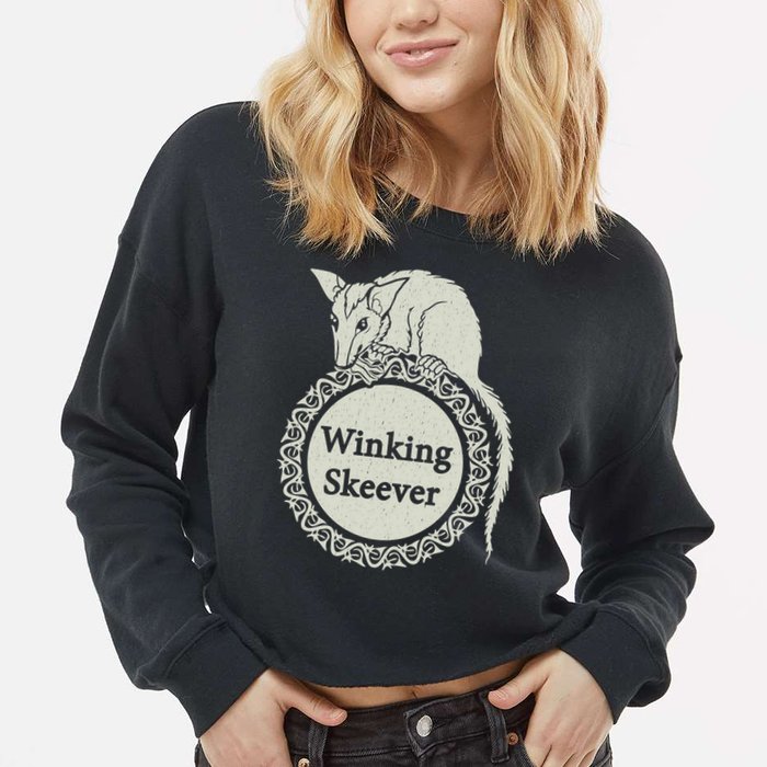 The Winking Skeever Premium Cropped Pullover Crew