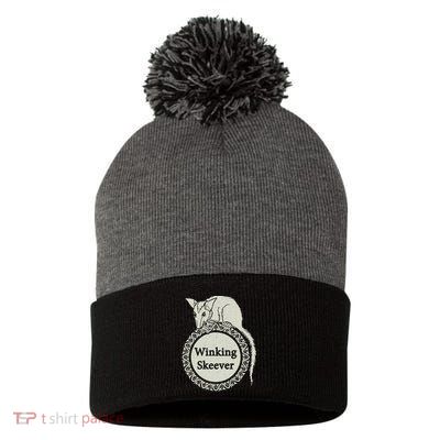 The Winking Skeever Premium Pom Pom 12in Knit Beanie