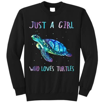 Turtle Watercolor Sea Ocean Just A Who Loves Turtles Sweatshirt