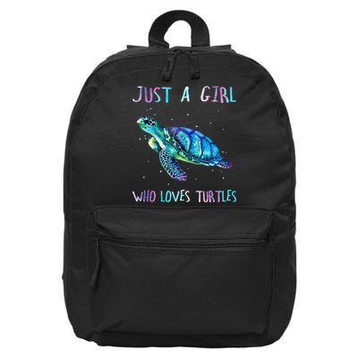 Turtle Watercolor Sea Ocean Just A Who Loves Turtles 16 in Basic Backpack